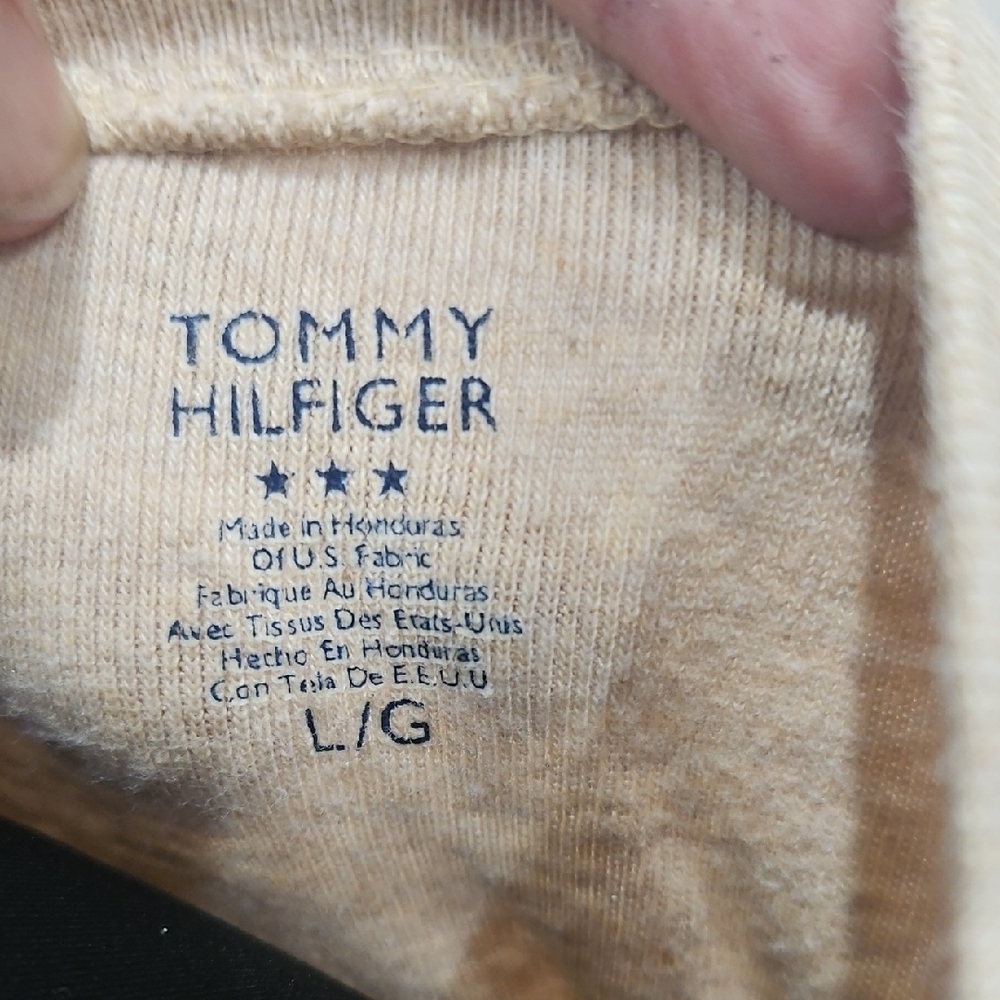 Tommy Hilfiger Women's Beige V-Neck Tee - Picture 2 of 4